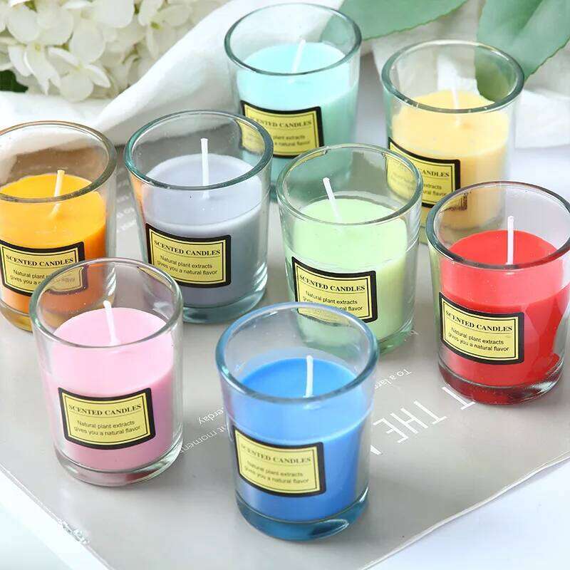 Plant Scented Candle/Soybean Wax Round Glass Cup Hotels and Tea Rooms Bedroom Incense Decoration Birthday Gift with Souvenirs S260205