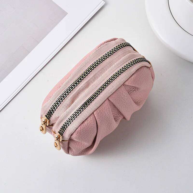Retro Mini Leather for Women Korean Style Zipper Coin Card Holder Wallet Double-layer Female Small Purse Clutch Bag Y260206