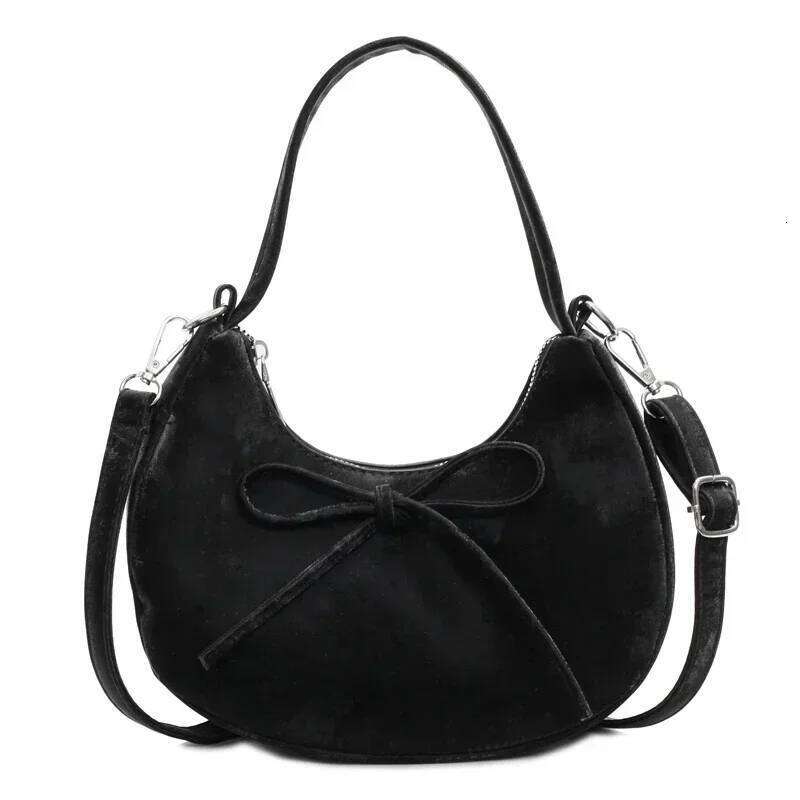 2025 New High Quality Fashion Solid Color Pu Zipper Shoulder Bow Decoration Sewing Thread Crossbody Bags for Women Y260205