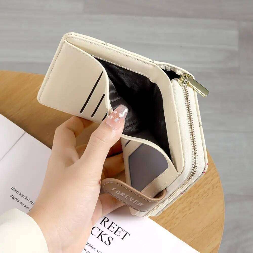 Fashion Flower Short Wallet Mini PU Leather ID Card Holder Lightweight Large Capacity Money Bag for Women Y260206