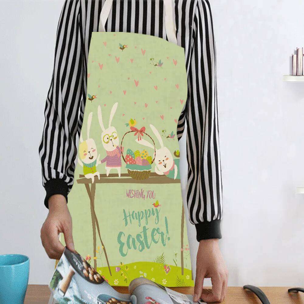 Easter bunny print customizable goods home aprons women Woman kitchen apron for hairdresser Apron S260205