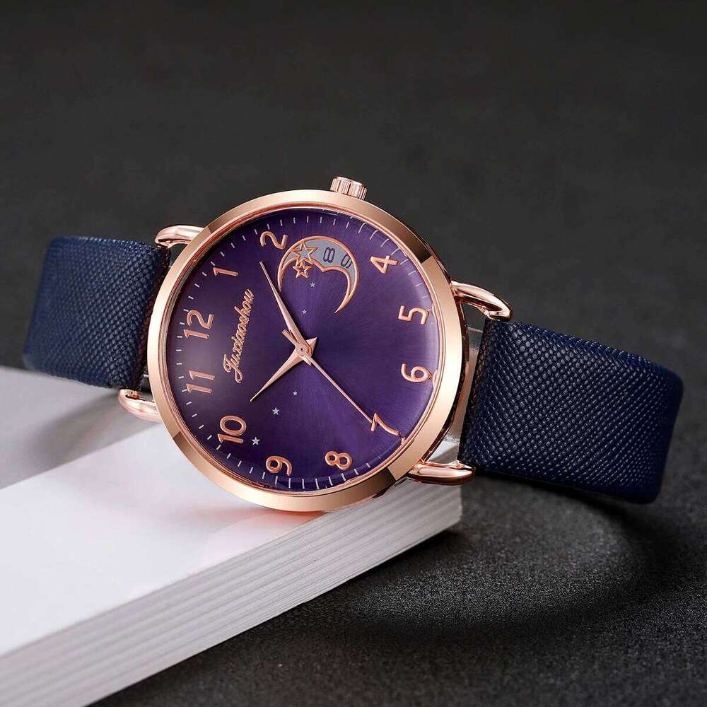 Fashion Moon Dial Women Watches Casual Leather Strap Quartz Watch for Ladies Clock Reloj MujerWithout Box Z260206