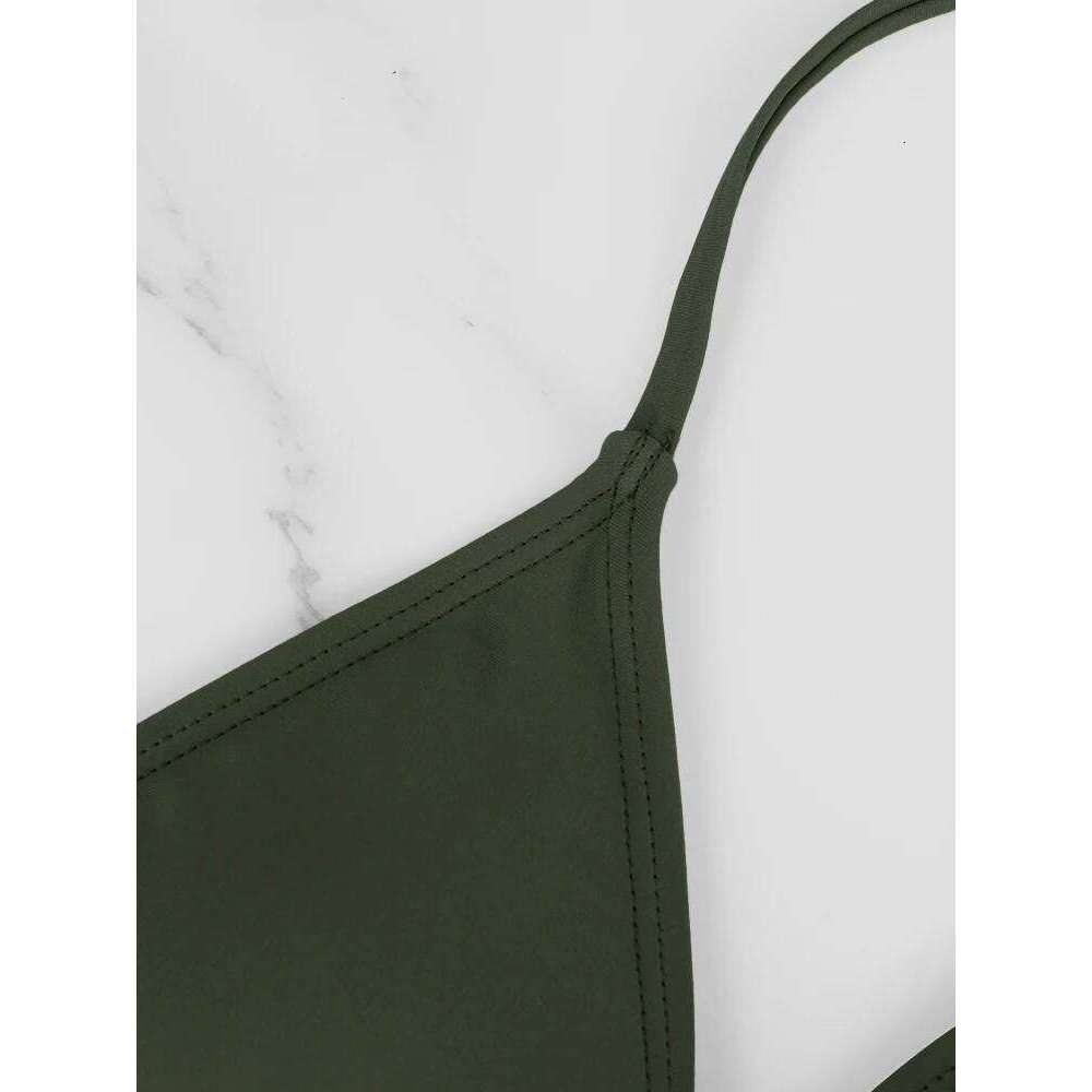 2 Pcs/Set Women's Simple and Sexy Bikini Summer Solid Color Bareback Strap Side Bandage Thong Lady's Swimsuit Set Z260206