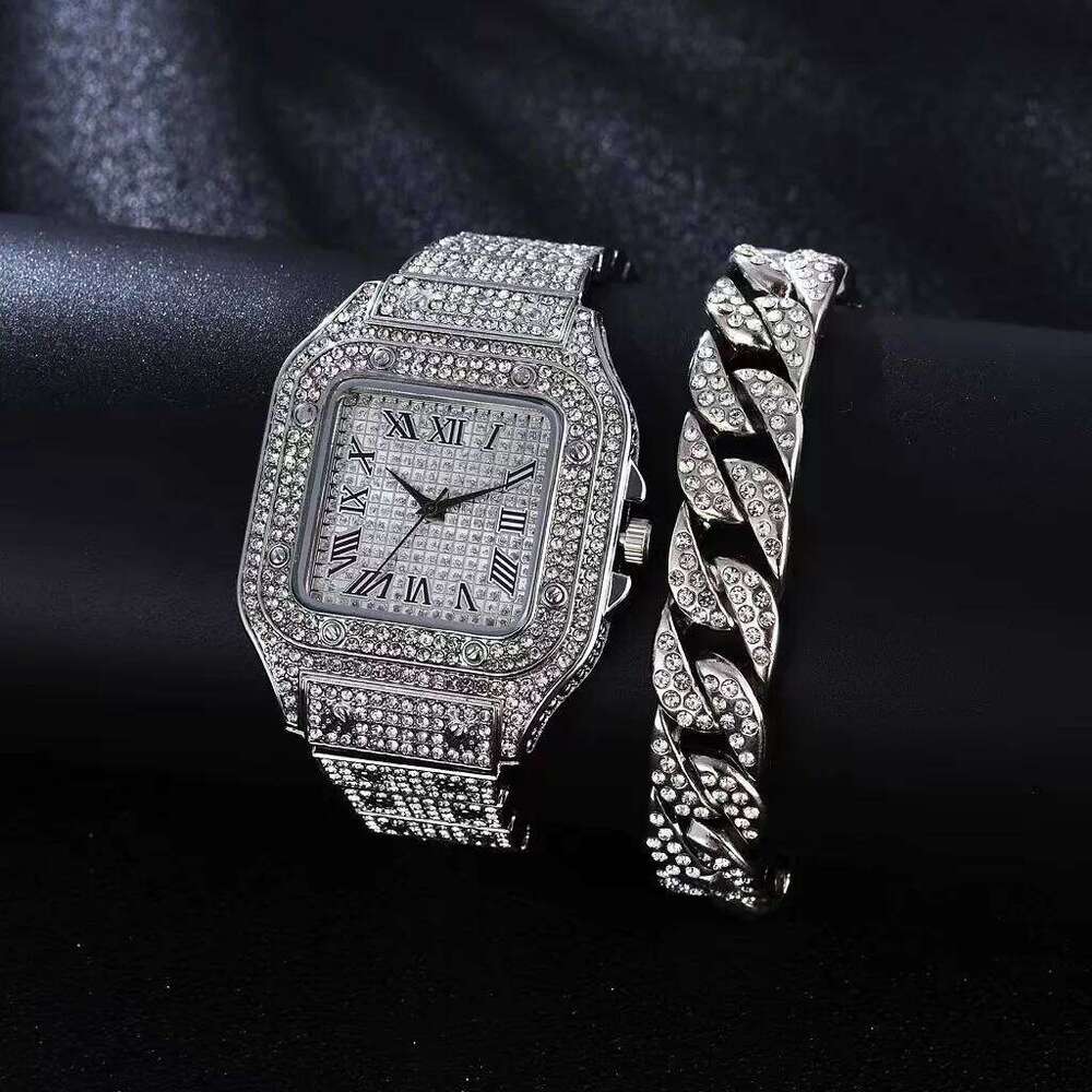 2pcs Luxury Fashion Men Women Watch Set Silver Strap Quartz Wristwatch Alloy Bracelet For Ladies Gift without box Z260206