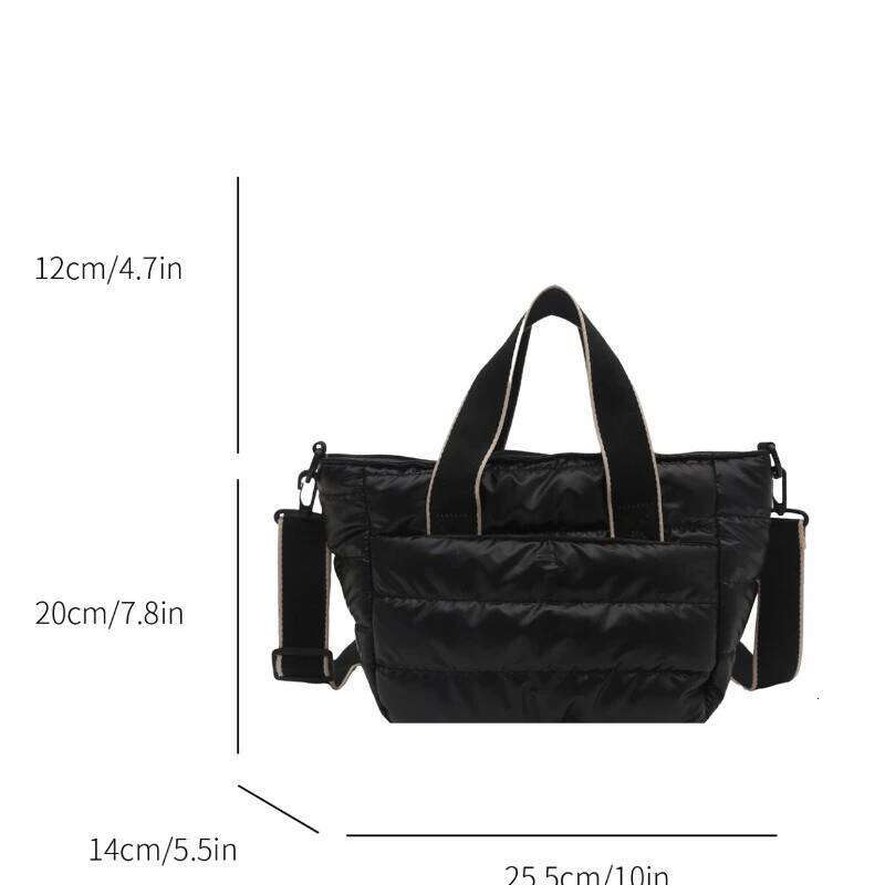 2025 Winter Luxury Quilted Tote Women Fashion Down Puffer Shoulder Bag Large Capacity Crossbody Messenger Purse Nylon Gift XJ260129