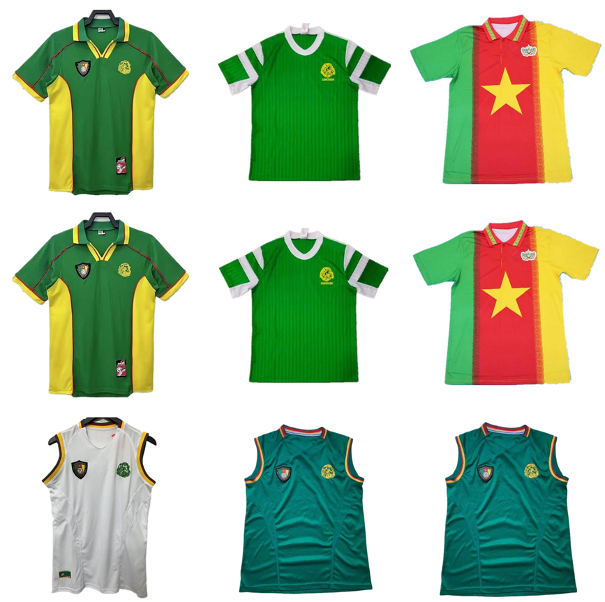 1994 1998 2002 2003 Cameroon retro soccer jersey World WOME Cup MBOMA classic vintage vest football shirt 94 98 02 03 commemorate home green sleevele
