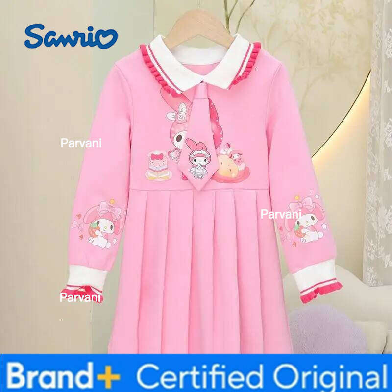 Sanrio Hello Kitty Long Sleeve Hoodie Dress Cotton Girls Children Baby Autumn New 2024 Korean Style Fashion Princess Cute Trendy H260206 - view 3