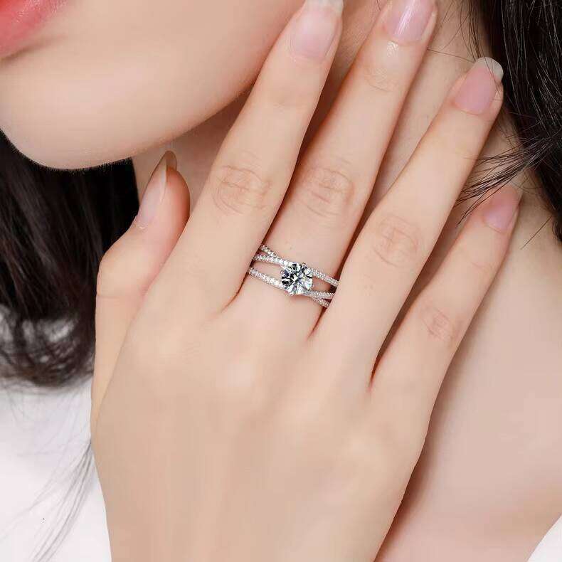 Ruizuan Wholesale Purchase 925 Silver With Diamond Ring Woman Fine Jewelry Engagement Moissanite