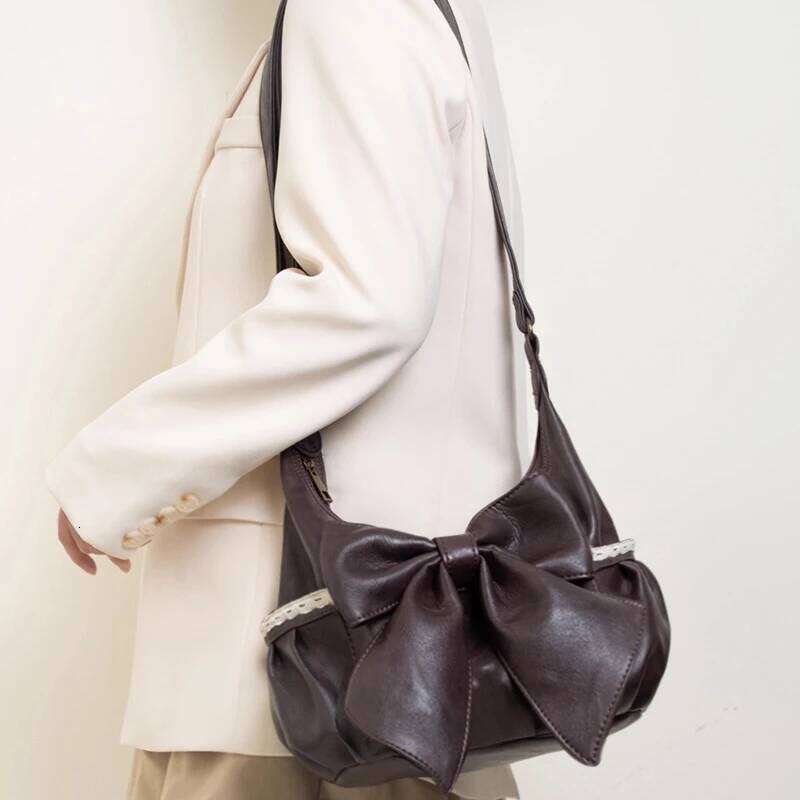 Y2k Aesthetic All Match Office Lady Crossbody Fashion Chic Lace Patchwork Bow Handbags Vintage Women Simple Shoulder Bags Y260205