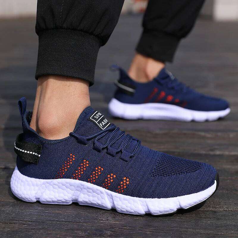 New Men's Cushioned Running Knitted Mesh Breathable Soft Soled Sneakers Fashion Forward Lightweight Outdoor Exercise Shoes