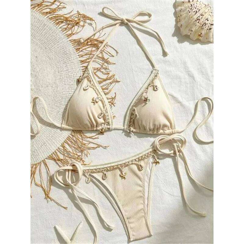 New Splicing Halter Strappy Brazilian Women Swimwear Female Swimsuit Two-pieces Bikini set Bather Bathing Suit Swim K6024 XJ260206