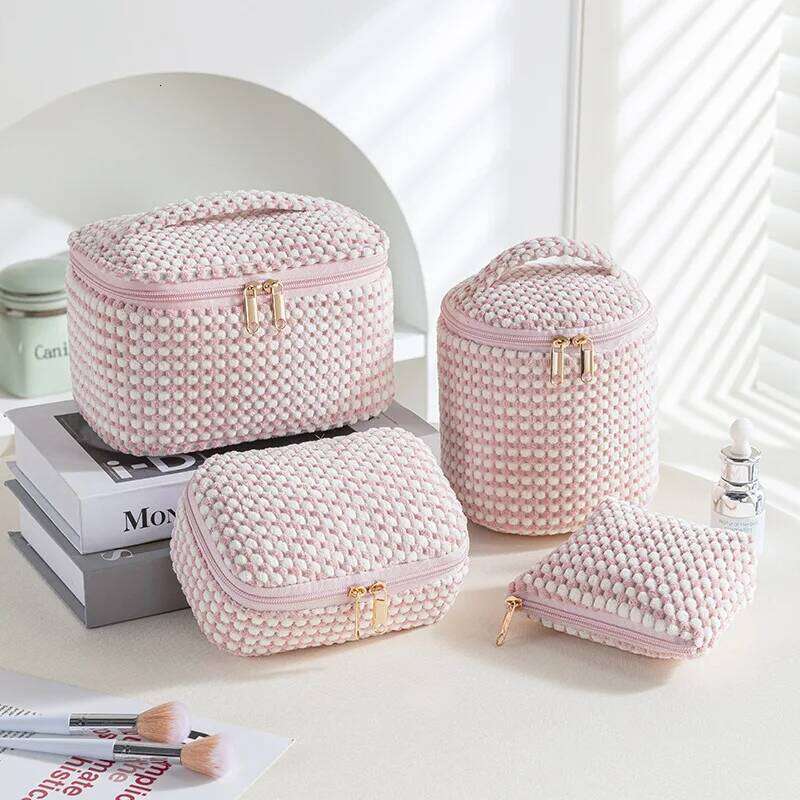 Stylish Corduroy Makeup Bag Set Women,Large Capacity with Multiple Compartments, Ideal for Travel & Daily Cosmetics Storage Y260206