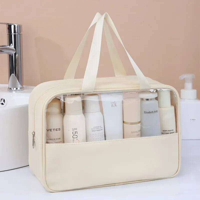 Women's Clear Makeup Portable Travel Cosmetic Large Capacity Bath Bag Multifunctional Waterproof Storage Compartment Y260206
