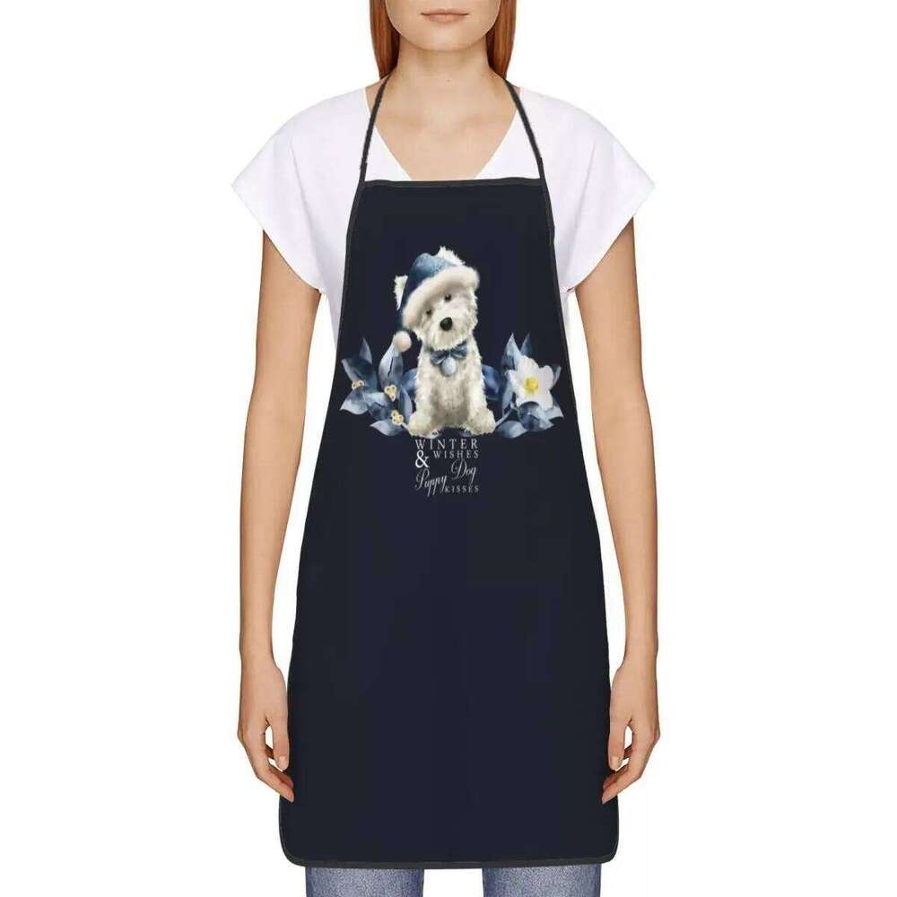 Cute West Highland White Terrier Dog Aprons for Women Men Westie Puppy Adult Kitchen Chef Bib Tablier Cuisine Cooking Baking S260205