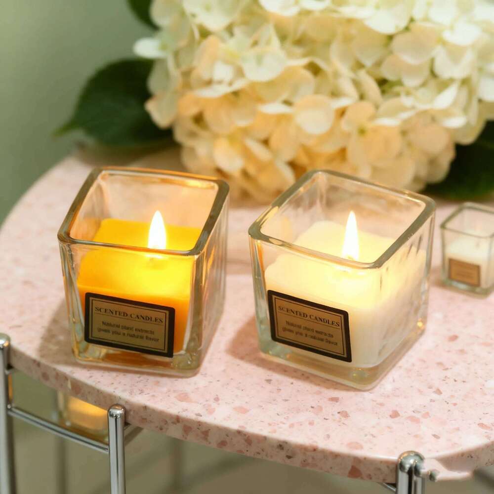 Qixi Festival Gift: Elegant Square Aroma Birthday Valentine's Romantic Present, Home Decor Scented Candle, Modern Soya S260205