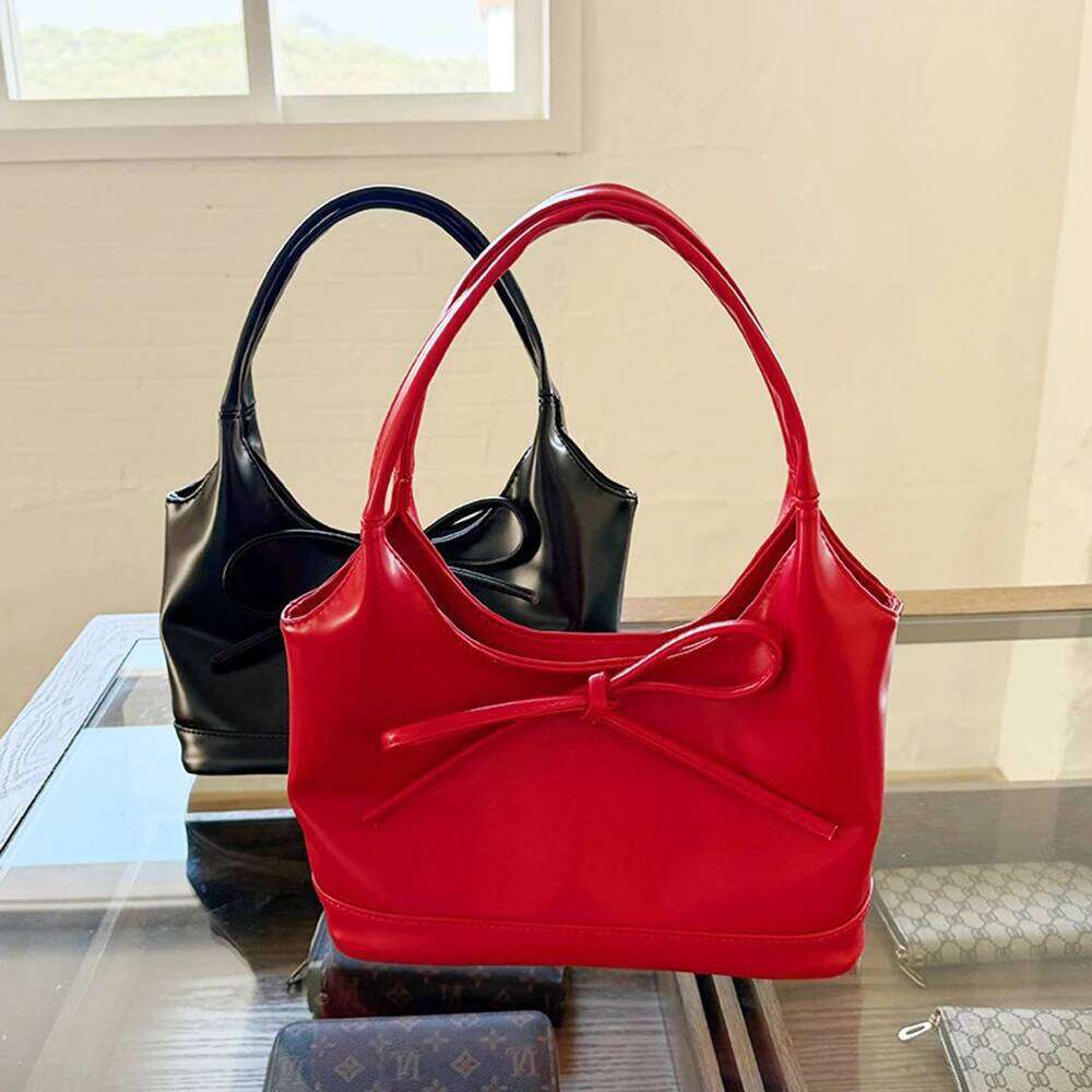 New Year Red Retro Bow Commuter Handbag Women's Autumn Winter Large Capacity Crossbody Underarm Bag Christmas Versatile Y260205