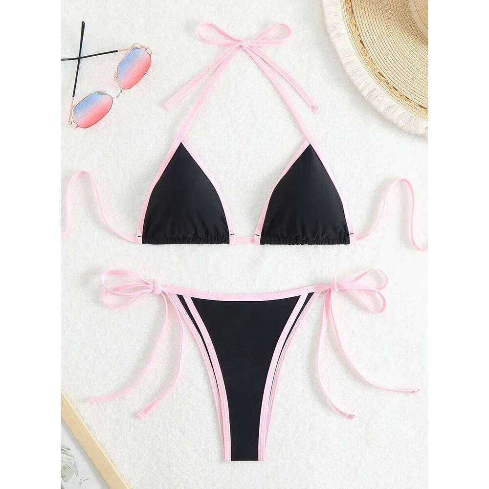 2025 Triangle Halter Bikini Sexy Brazilian Swimsuit Women String Swimwear Female Bathers Bathing Swimming Swim Suit Beachwear Z260206