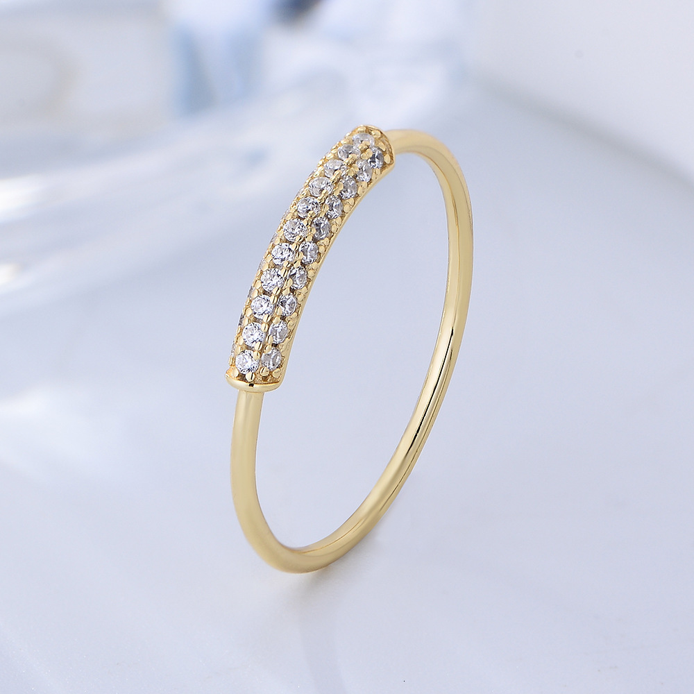 Korean-style ins pure silver micro-inlaid zircon ring for women, simple and fashionable, versatile index finger tail ring, jewelry wholesale