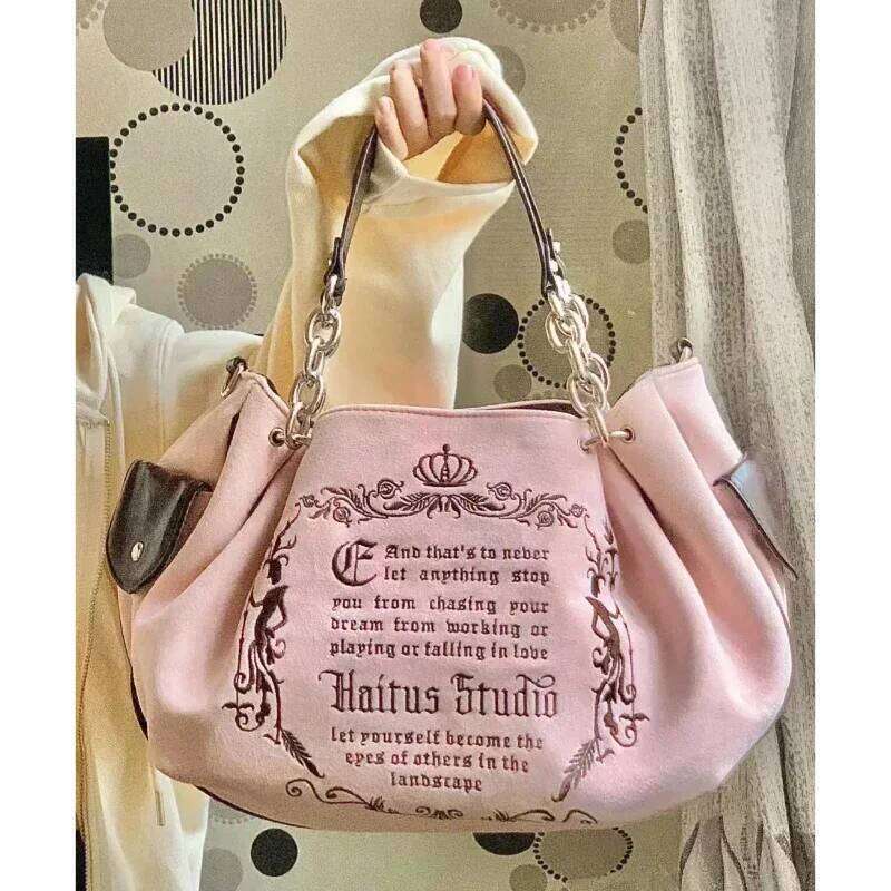 Embroidery Letter Tot Women New In Large Capacity Retro Gothic Handbag Free Shiping Niche Desing Brand Soft Crossbody Bag Y260205