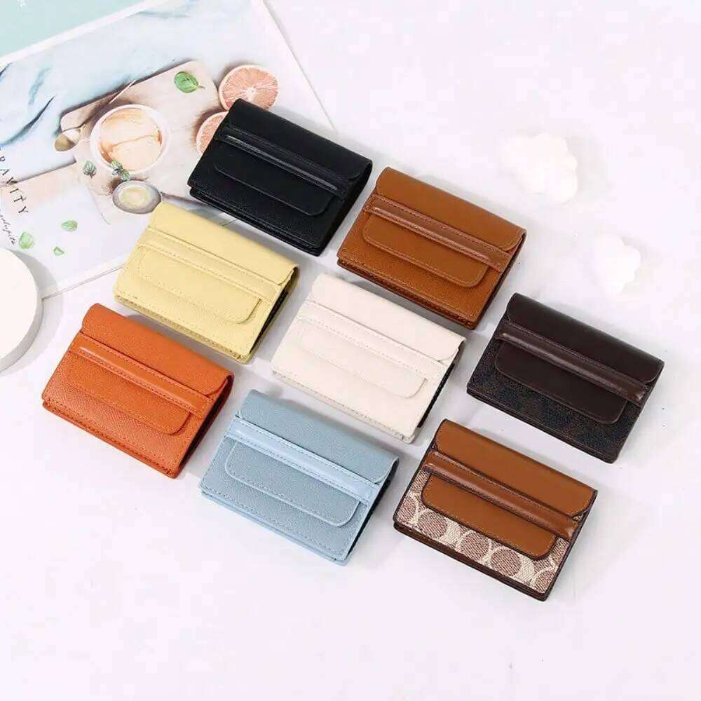 Fashion Multi Slot Simple Solid Color PU Leather Bag, RFID Card Holder, Compact Mini Coin Purse Y260206