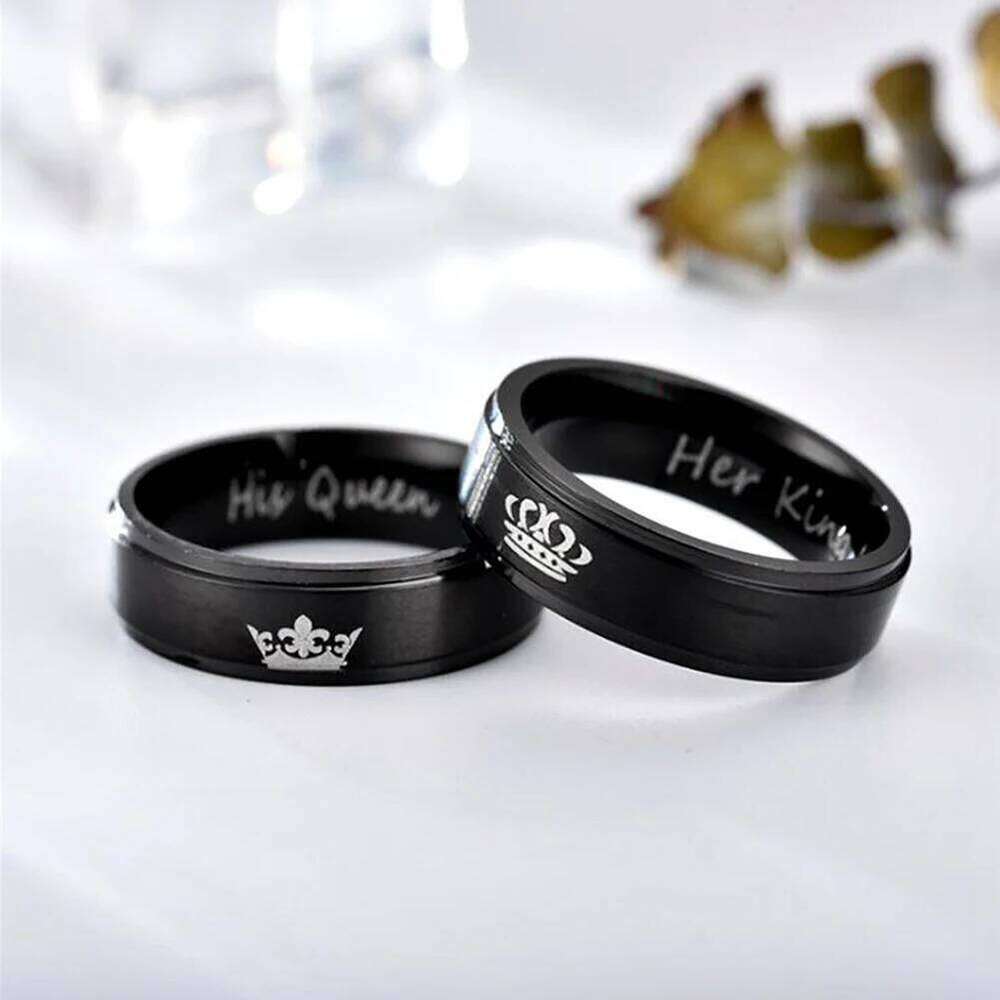 6mm Fashion Stainless Steel Ring His Queen Her King Black Crown Couple Jewelry Anniversary Valentine's Day Gifts W260206