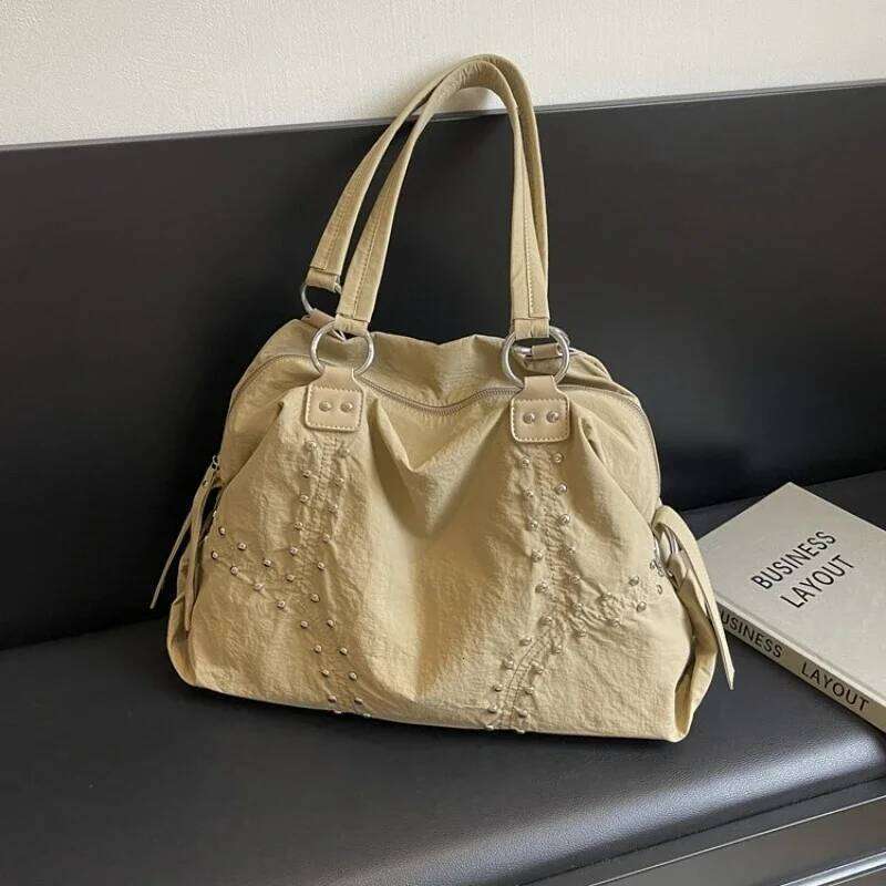 New Solid Color Nylon Zipper Shoulder 2026 High Quality Versatile Casual Tote Bags on Sale Large Capacity Sweet Women's Bag Y260205
