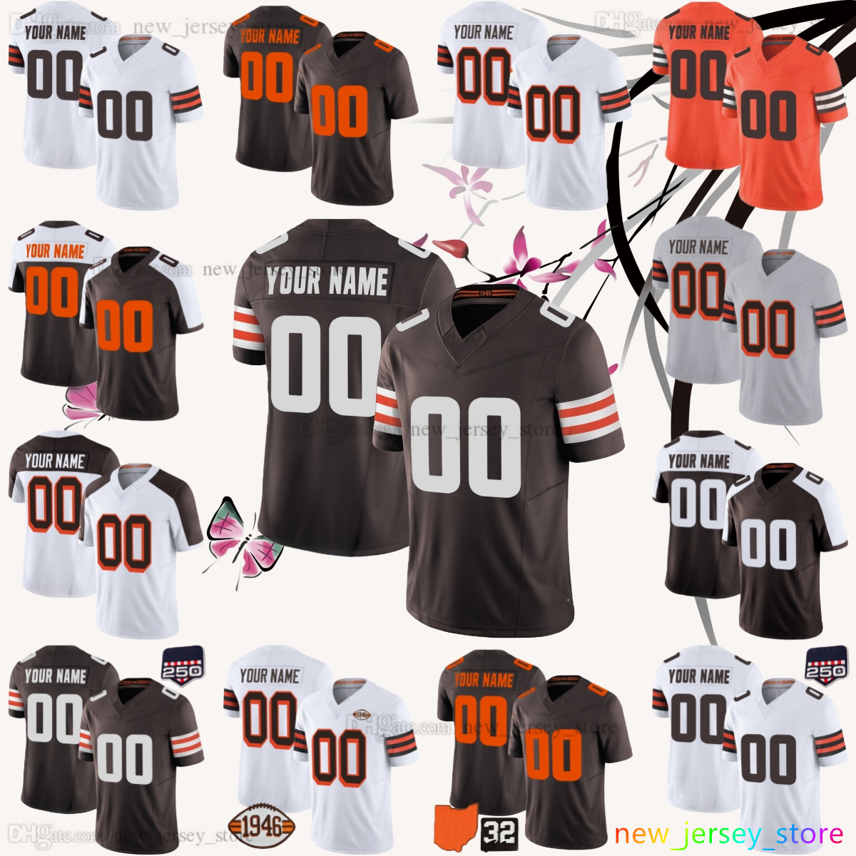 12 Shedeur Sanders Jersey 250th anniversary Football 95 Myles Garrett 10 Quinshon Judkins 8 Dillon Gabriel 49 Carson Schwesinger 21 Denzel Ward Custom S-6XL Jerseys