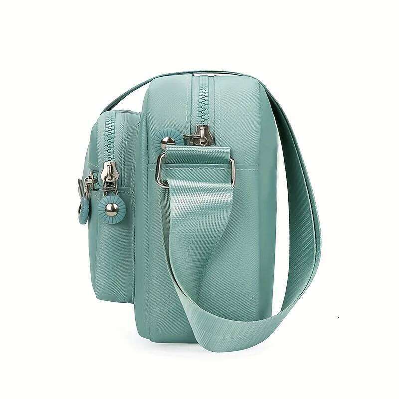 1pc Lightweight Nylon Women's Shoulder Bag,Adjustable Strap,Casual Crossbody Design in Mint,Zipper Closure, Ideal for Everyday XJ260129