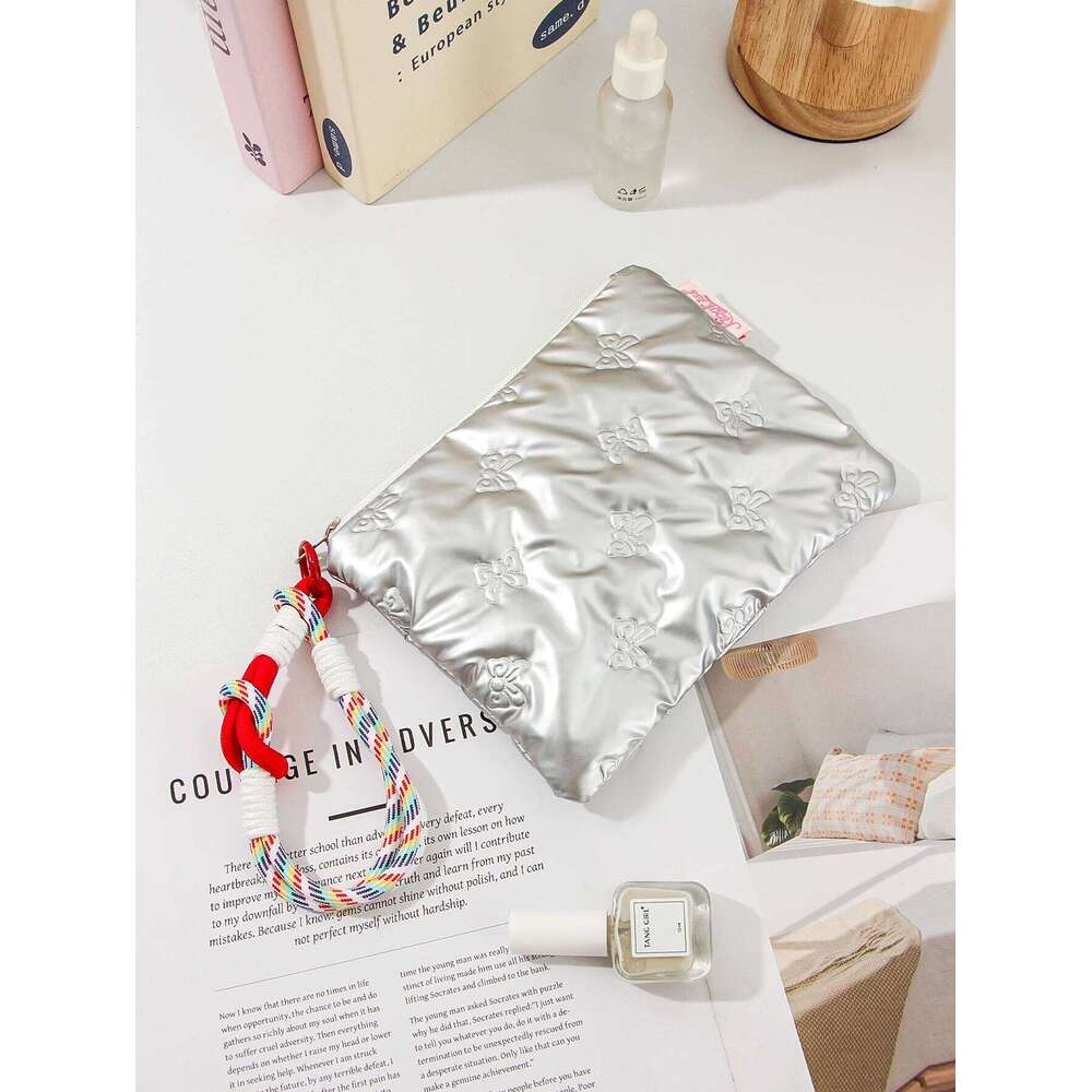 1piece bow hand-held travel essential daily toiletries bag, makeup storage bag Y260206