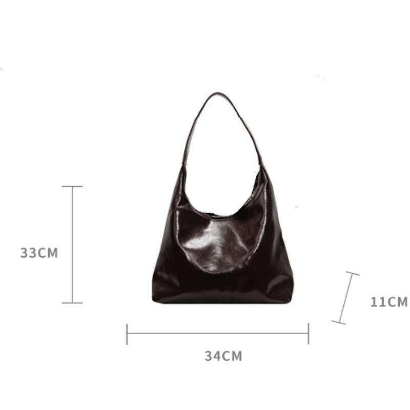 Soft PU Leather Underarm Vintage Wine Red Ladies Shoulder Commuter Large Handbag Women's Versatile Minimalist Tote Bag Y260205