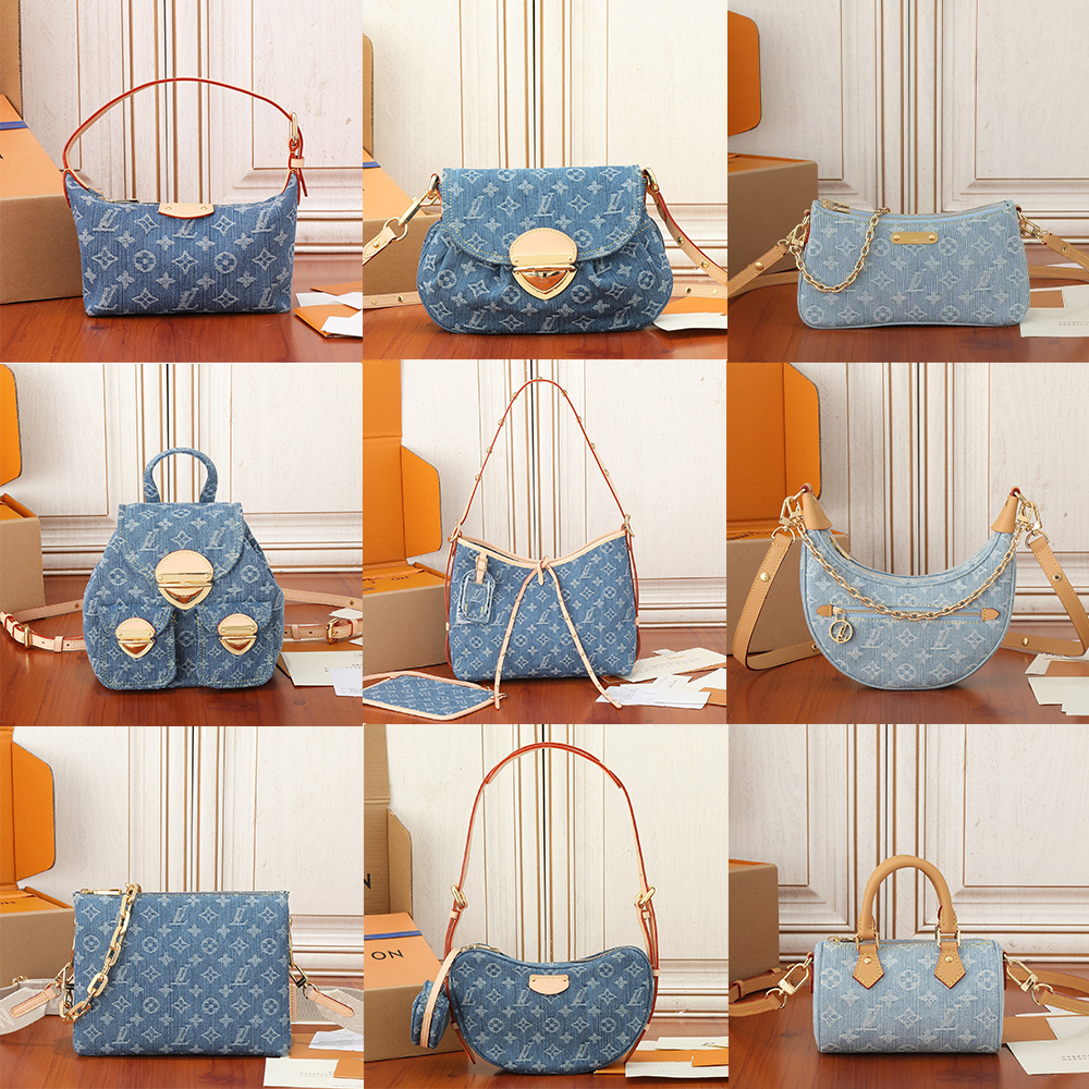 Denim Bags Designer Bags Shoulder Chain Bags Fashion Genuine Leather Embossed Crossbody Old Flower Chain Handbags Luxury bag Letters Stripe Armpit Cowboy Backpack