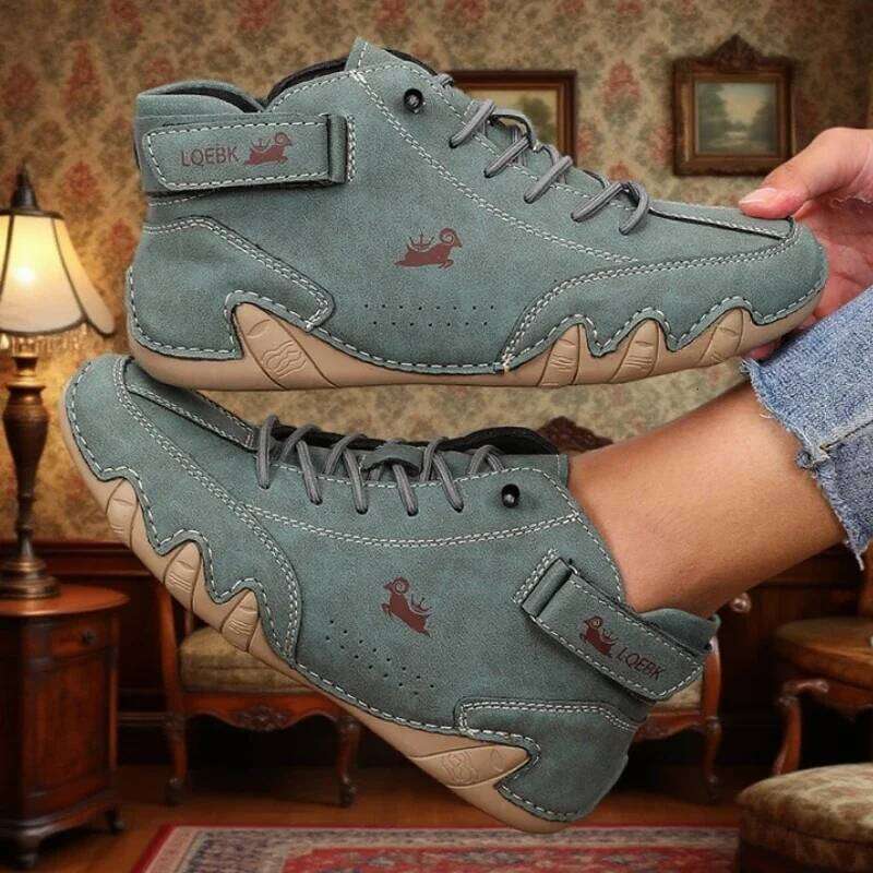 Women's Casual Bare Boots Fashionable Ankle Comfort Soft Soled High Top Luxury Brand Retro Anti Slip Lace Up Walking Shoes