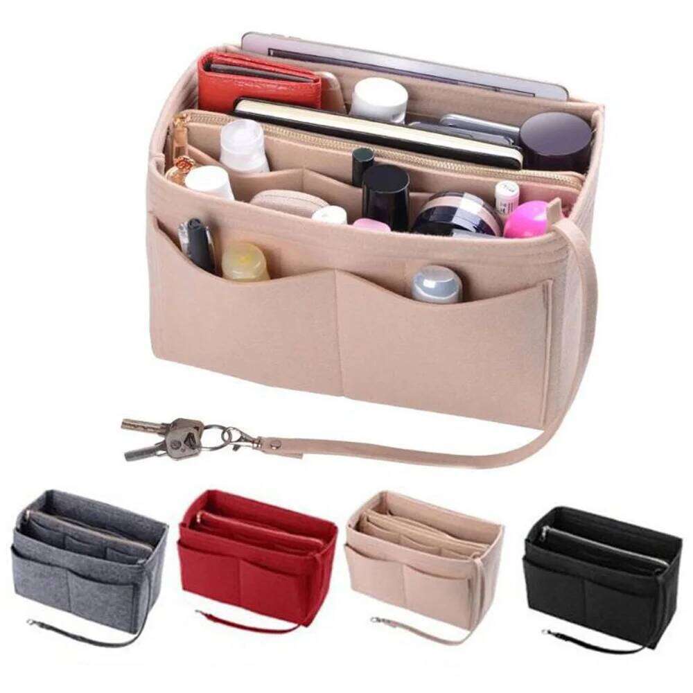 Brand Make up Organizer Felt Insert For Handbag Travel Inner Purse Portable Cosmetic Bag Fit Various Storage functional Bags Y260206