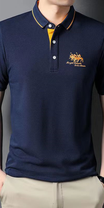 Luxury Brand Designer Clothes High-Quality Non-Iron Embroidered Mens Polo Shirt Short Sleeve Top Casual Business Middle-Aged Youth Dads Clothing Expor