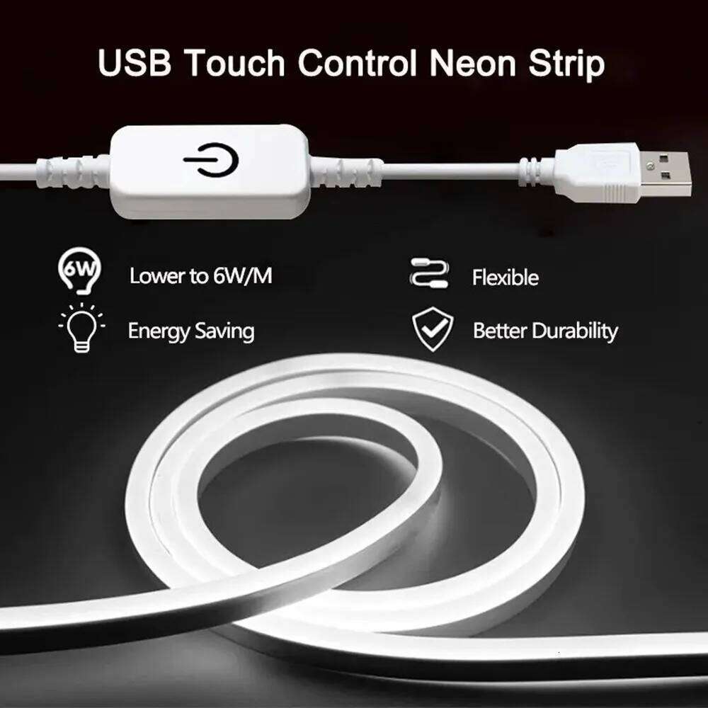 Touch Sensor LED Strips USB 5V Dimmable 120LED/M DIY Home Decor Flexible Tape Neon Signs Belt Waterproof Lighting Lamp Z260206