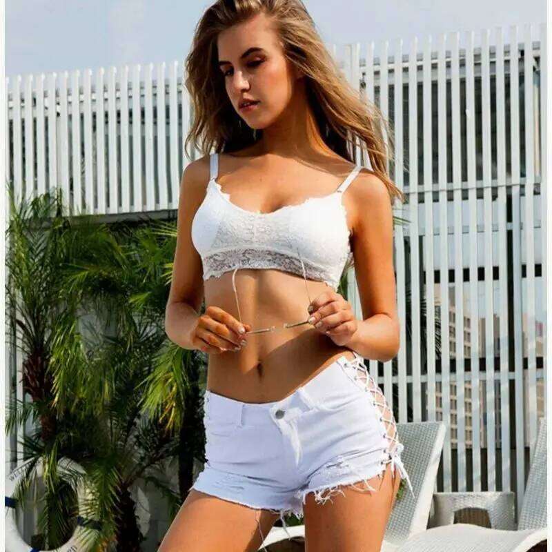 Y2K Women Fashion Pants Club High Waisted Holes Denim Mini Skort Jeans Sexy Girl Rave Street Skinny Shorts Pant Mujer C260206