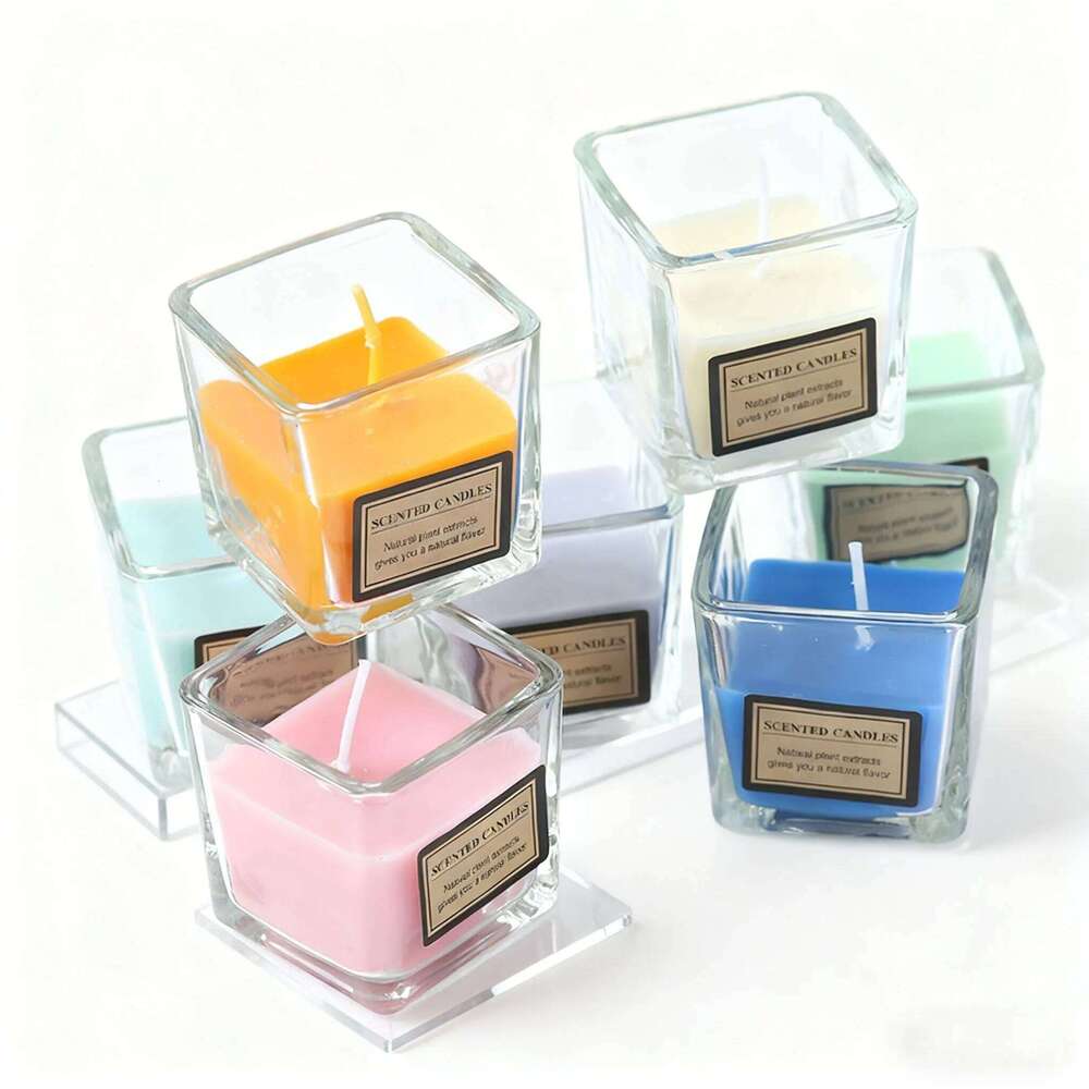 Modern Square Scented Candle, Minimalist Home Decor Aromatherapy, Relaxing Scent Bedroom Office, Elegant Gift for Women Her S260205