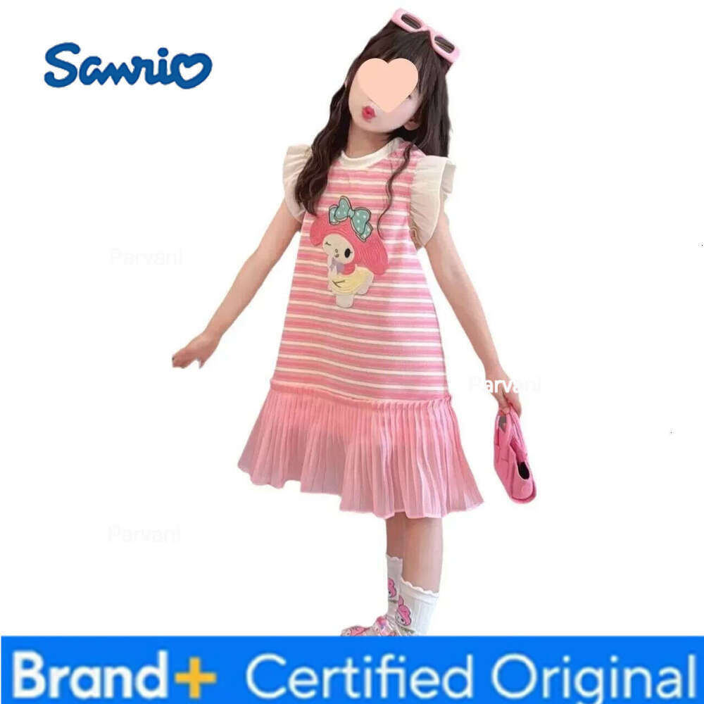 Sanrio hello kitty sweet striped skirt summer new children's laurel dog dress girls small flying short sleeve T-shi H260206 - view 7