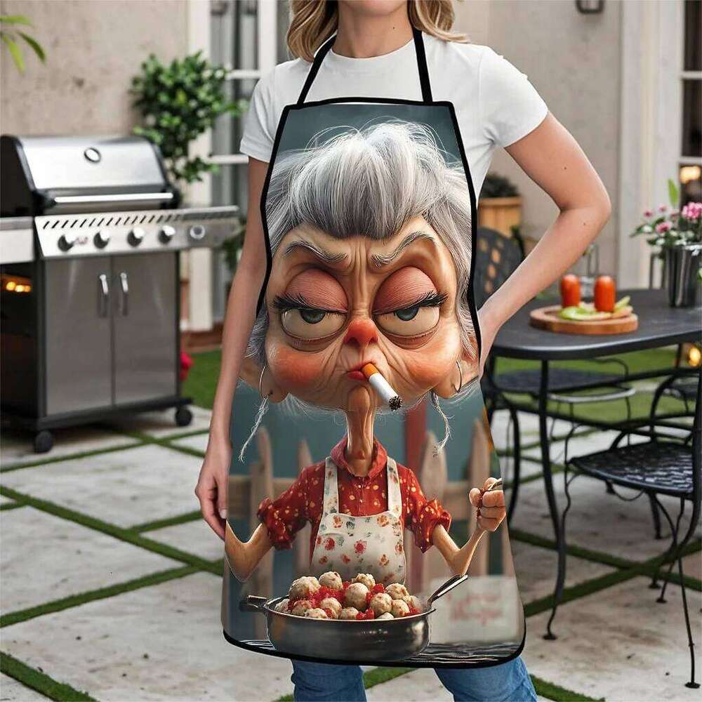 Chic Humorous Grandma Design Polyester Durable Aprons for Use By Both Men and Women in The Home Kitchen Apron S260205