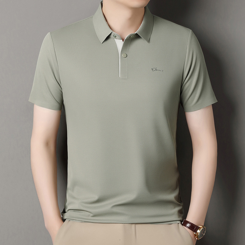 Seamless Polo Summer 2026 Men's Fashion Polo Shirt Daily Casual Middle-Aged Men's Luxury Brand Designer Clothes Top Short Sleeve T-Shirt Men