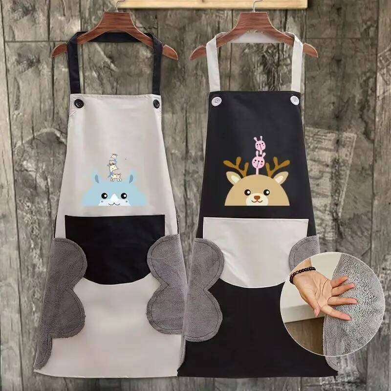 Apron, Waterproof and Oil-proof, Ladies' Work Household Kitchen Supplies Korean Cute Patterns Gift Apron S260205