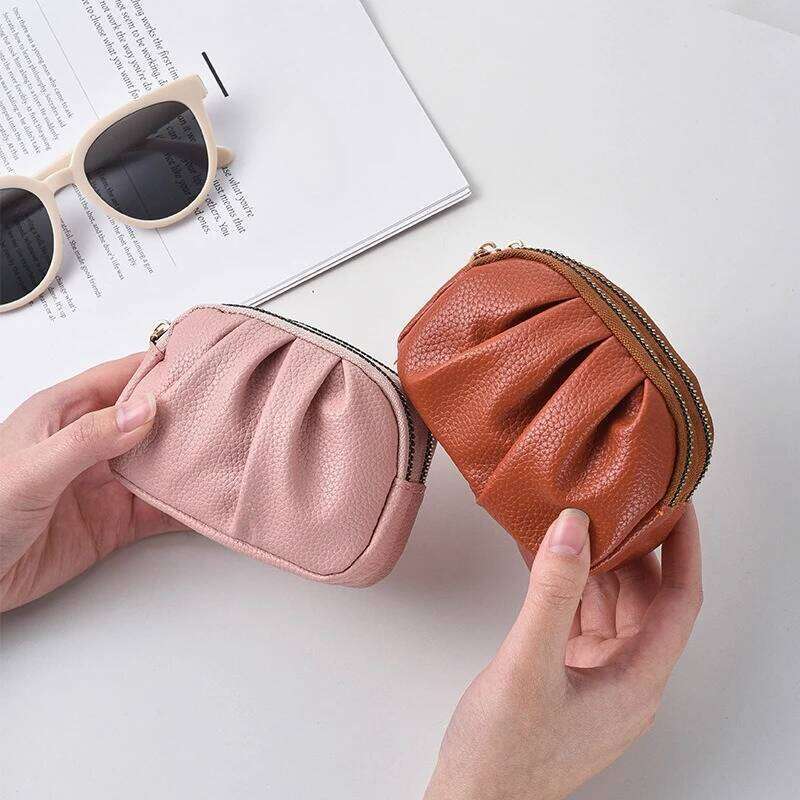 Retro Mini Leather for Women Korean Style Zipper Coin Card Holder Wallet Double-layer Female Small Purse Clutch Bag Y260206