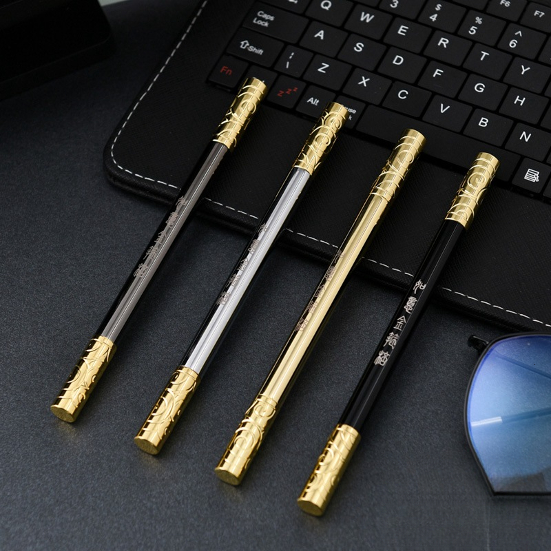 Bestseller Wholesale Creative Gift Sun Wukong Ruyi Golden Cudgel Metal Gel Signature Retro Rotating Brass Pen ddmySat
