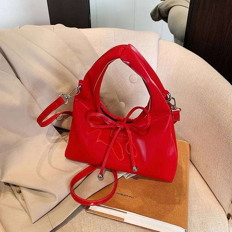 Sweet Bow Bucket Bag for Women 2025 New Style Simple and Casual Trendy Versatile Single Shoulder Underarm Handheld Y260205