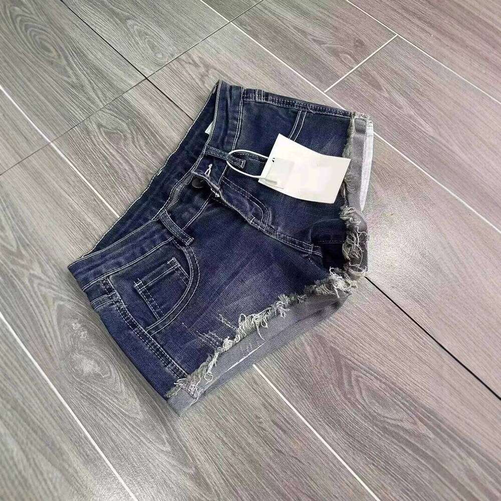 Women Fashion Low Waisted Rolled Denim Vintage Summer Casual Pocket Short Jeans Ladies Hotpants Shorts C260206