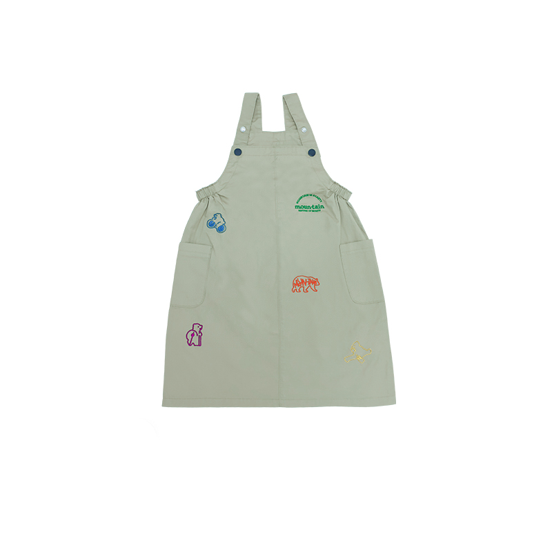 Skirts Kids Kids Mountain Style Cartoon Embroidered Overall Dress Adjustable Strap Outdoor Casual Dress for Girls 26AG3181