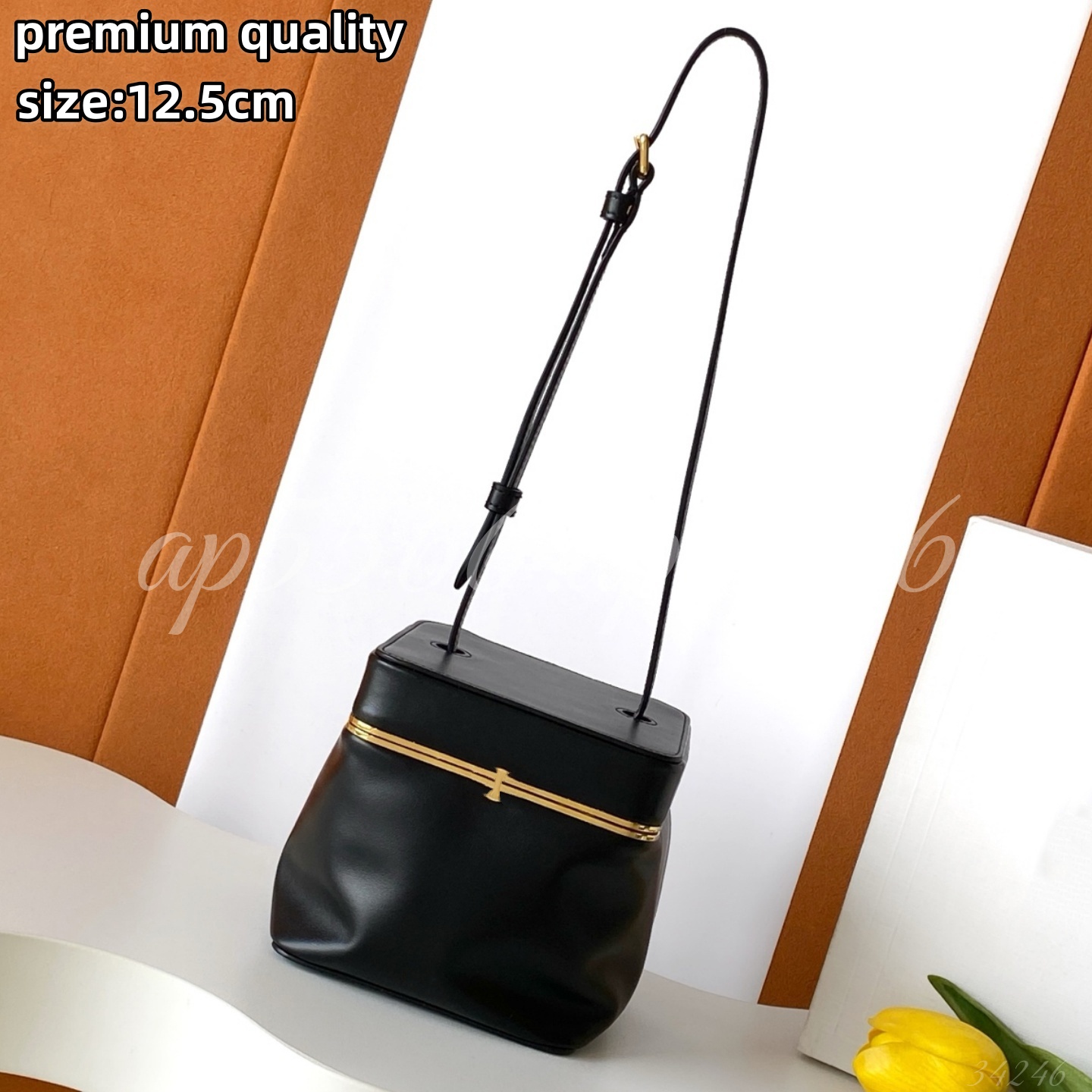 Minimalist Structured Bucket Bag for Women, Modern Boxy Crossbody Purse with Metal Bar Accent and Adjustable Thin Strap for Work and Daily Life