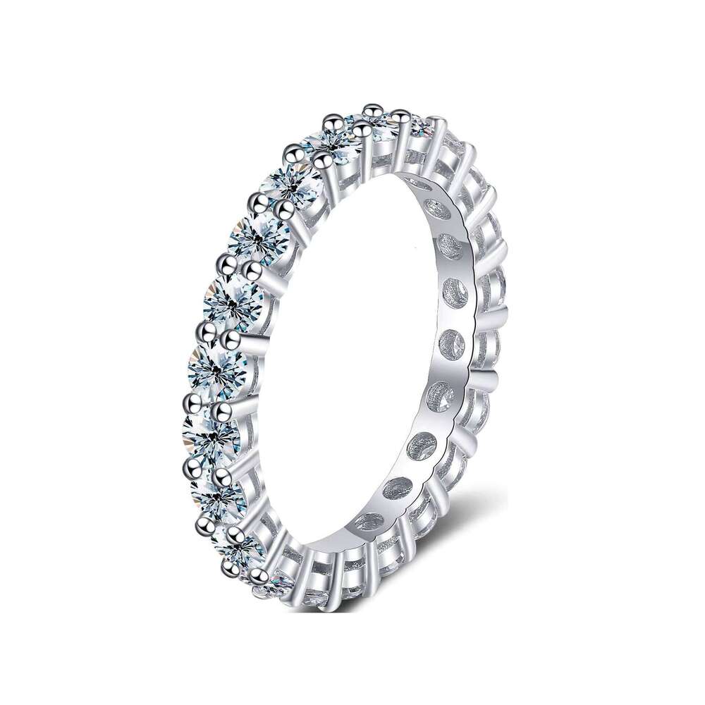 Fine Gra Certified Diamond 925 Sterling Silver Hip Hop Moissanite Eternity Ring Stacking Rings Jewelry