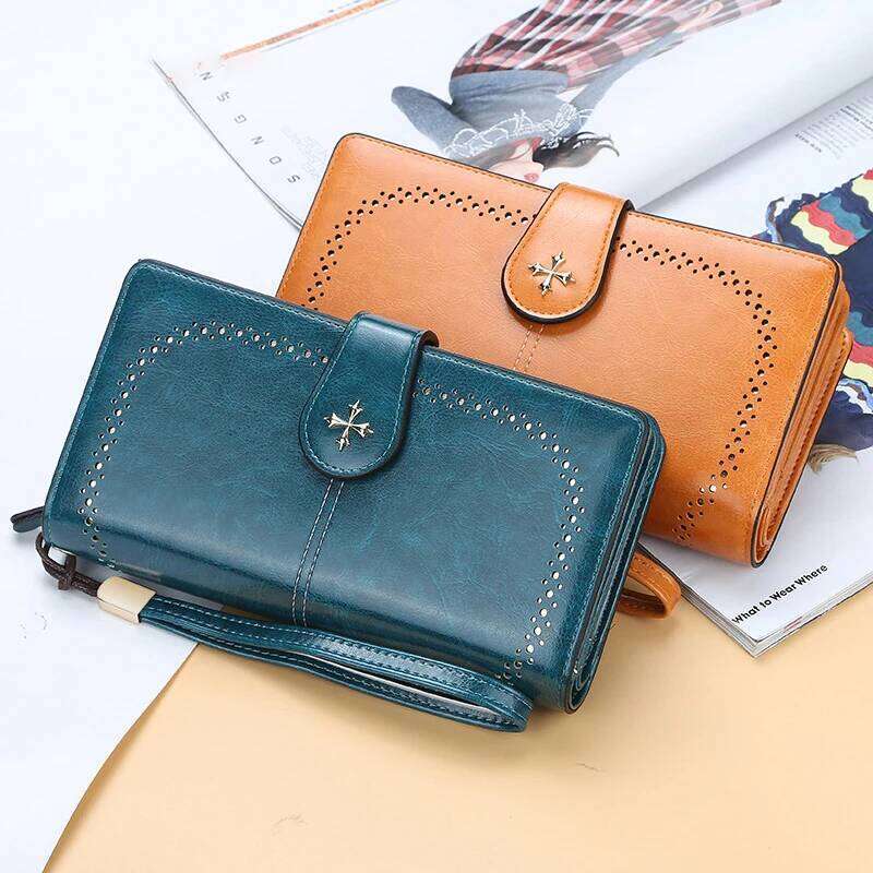 Large Capacity Women Dropshipping Bank Cash Hollow Out Long Wallets Fashion Top Quality PU Leather Card Holder Wallet For Woman Y260206