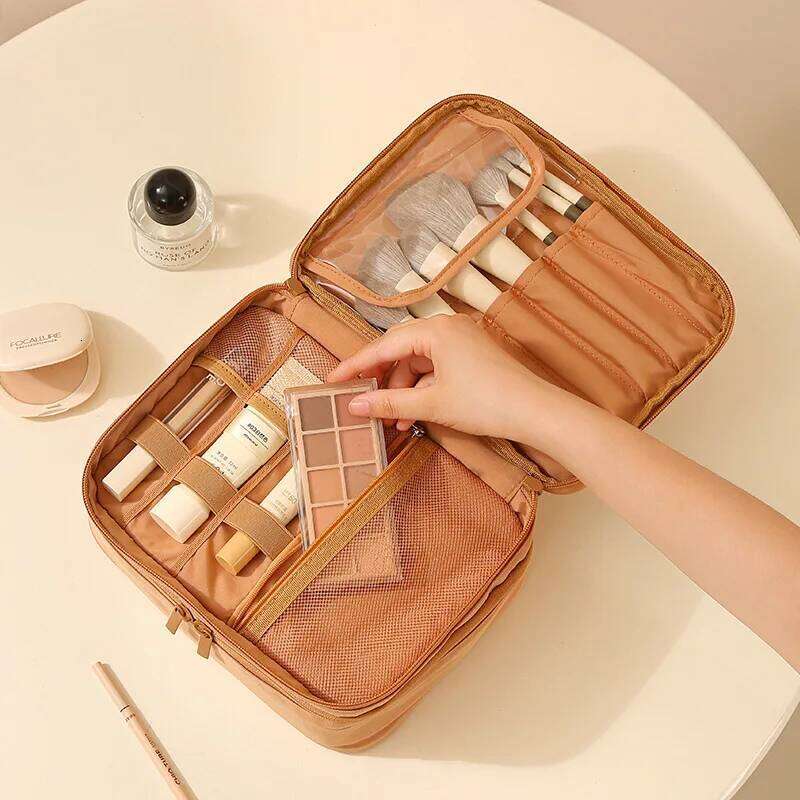 New Design Washbag with Compartments, Portable Oxford Fabric Makeup Bag for Travel Y260206